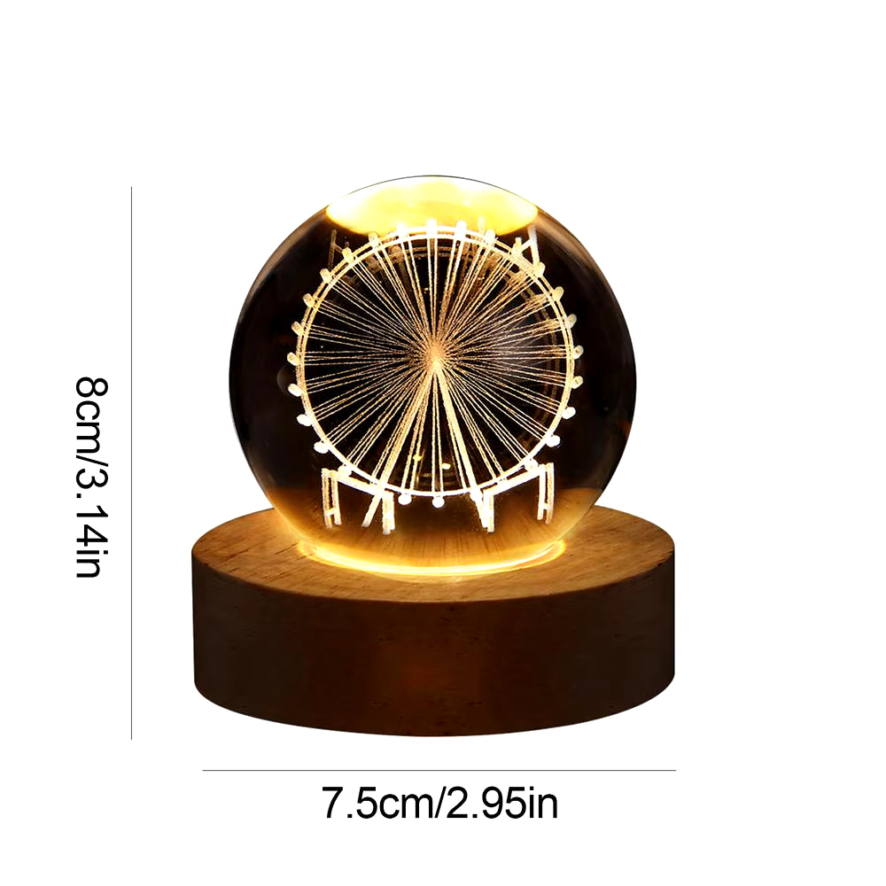 Crystal Ball Night Light 3D Moon Solar System Table Lamp LED Crystal Ball Children Friends Party Birthday Gifts Room Decor