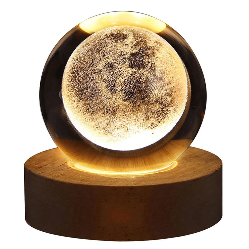 Crystal Ball Night Lights Glowing Planet Galaxy Astronaut 3D Moon Table Lamp USB Atmosphere Lamp Tabletop Decorations Kid Gifts