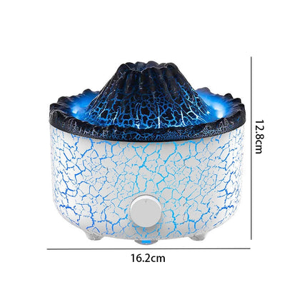 Flame Diffuser Humidifier, with 3D Flame and Volcano Effect, 560Ml Aroma Essential Oil Diffuser with Remote Control, White