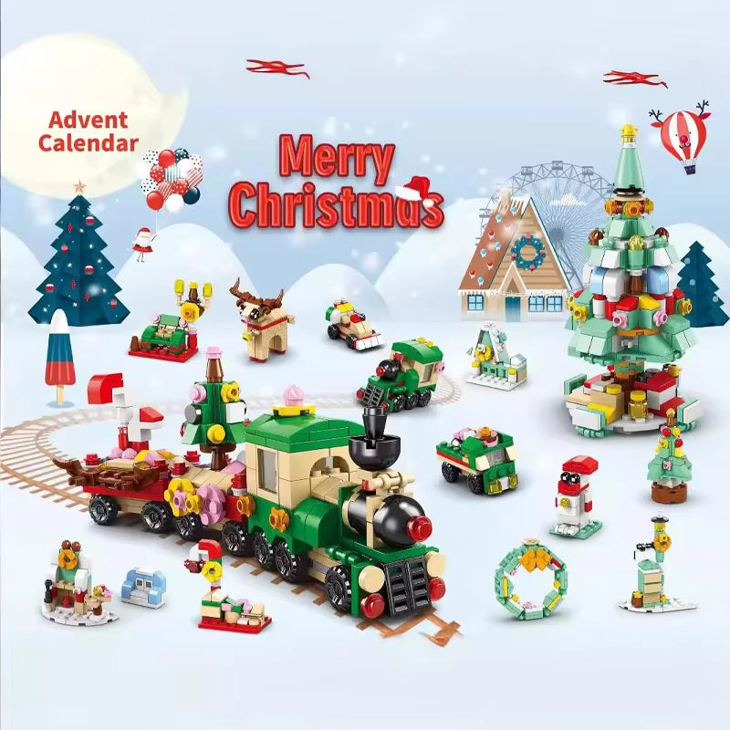 Christmas Building Blocks Set Box Kids Toys 24Years Xmas Advent Calendar Bricks Diy Kit Gift for Children 6 Years Old and Above