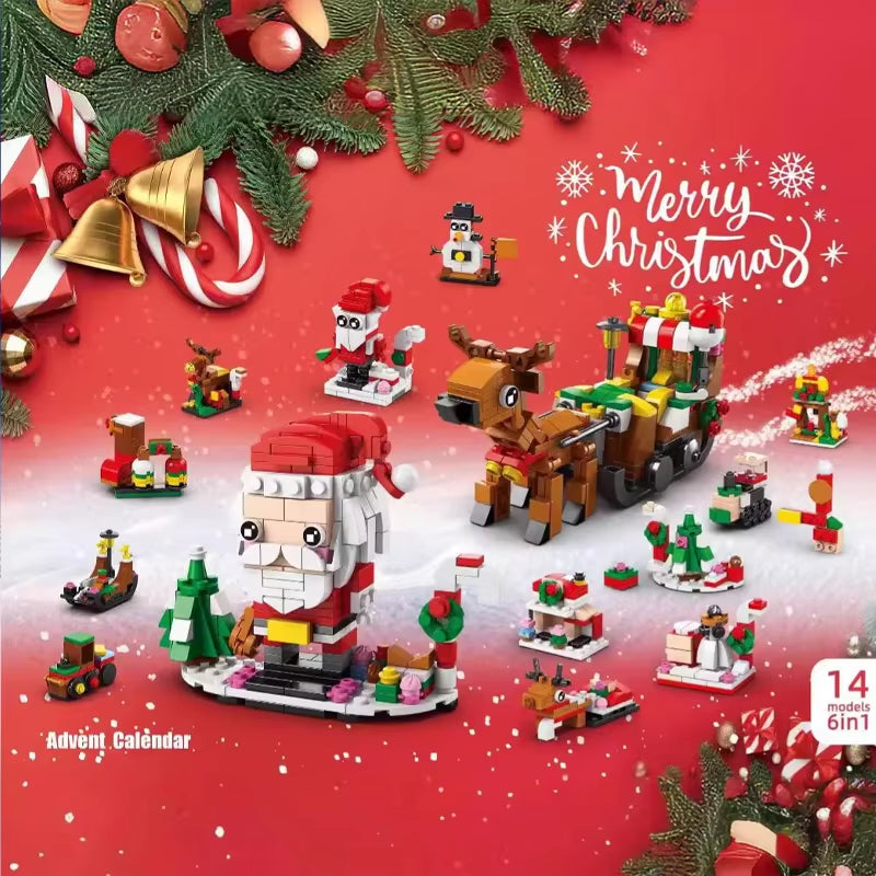 Christmas Building Blocks Set Box Kids Toys 24Years Xmas Advent Calendar Bricks Diy Kit Gift for Children 6 Years Old and Above