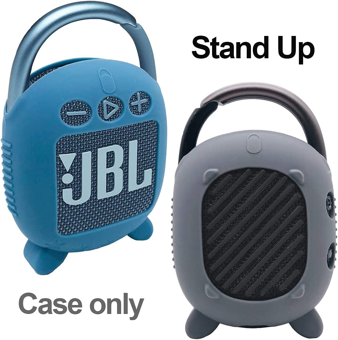 Silicone Cover Case for JBL Clip 4 Portable Bluetooth Speaker, Protective Carrying Case for JBL Clip 4 Portable Bluetooth Speaker Stand up Holder(Case Only) (Grey)